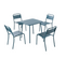 Ensemble Table + Chaise En Acier Bleu 4 Places Bergame