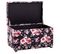 Coffre De Rangement "motif Fleurs" 65cm Noir et Rose