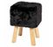 Tabouret Carré Imitation Fourrure "josie" 45cm Noir