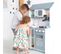 Cuisine Enfant En Bois - Avec Plaque De Cuisson + Micro-ondes + Four + Réfrigérateur - Gris / Blanc