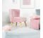 Fauteuil Enfant "Lil Sofa" - Avec Pieds En Bois Stables - Velours Rose