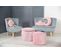 Tabouret Ovale En Velours Pour Chambre Enfant "Lil Sofa" - Avec Coffre De Rangement - Rose