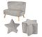 Ensemble "lil Sofa" - Canapé + Tabouret + Coussin Décoratif En Forme D'étoile - Gris Argenté