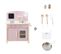 Cuisine Enfant En Bois - Avec Plaque De Cuisson + Évier + Accessoires - À Partir De 3 Ans - Rose