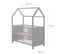 Lit Bébé Cabane 60x120 + Plan à Mettre Sur Le Lit + Matelas à Langer - Convertible - Bois Gris