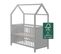 Lit Bébé Cabane 60x120 + Plan à Mettre Sur Le Lit + Matelas à Langer - Convertible - Bois Gris