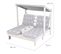 Double Chaise Longue Pour Enfants En Bois Massif Avec 4 Coussins Et Pare Soleil - Gris