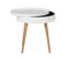 Table D'appoint Ronde Avec Couvercle En Mdf Et Bambou - Blanc Et Beige