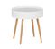 Table D'appoint Ronde Avec Couvercle En Mdf Et Bambou - Blanc Et Beige