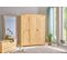 Armoire BERN Fonctionnelle 3 Portes 5 Niches et Penderie en Bois Massif Naturel