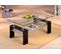 Table Basse DANA Moderne Plateau Verre Et Noir. Dim. 100 x 60 x 45 cm