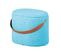 Pouf Coffre avec Sangle DILIA Camel et Bleu Océan