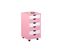 Caisson De Bureau Sur Roulettes PIERRE 6 Tiroirs Pin Massif Blanc et Rose