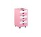 Caisson De Bureau Sur Roulettes PIERRE 6 Tiroirs Pin Massif Blanc et Rose