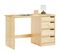 Bureau Enfant Emma, En Pin Massif, 4 Tiroirs Et Plateau Inclinable, Naturel