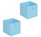 Lot De 2 Boîtes De Rangement Ela, En Tissu Bleu Clair