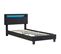 Lit LED Simple Austin 90x190 Cm, Avec Sommier, Revêtement En Tissu Noir