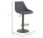 Lot De 2 Tabourets De Bar Stark Piètement En Métal Et Revêtement En Tissu Gris Foncé