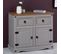 Buffet Ramon Avec 2 Tiroirs Et 2 Portes, Style Mexicain En Pin Massif Gris Et Brun