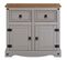 Buffet Ramon Avec 2 Tiroirs Et 2 Portes, Style Mexicain En Pin Massif Gris Et Brun