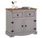 Buffet Ramon Avec 2 Tiroirs Et 2 Portes, Style Mexicain En Pin Massif Gris Et Brun