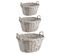 Lot De 3 Paniers Junan En Osier Gris