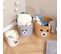 Lot De 3 Paniers Ronds Tanka En Forme D'ours, En Coton Blanc, Gris Et Brun