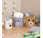 Lot De 3 Paniers Ronds Tanka En Forme D'ours, En Coton Blanc, Gris Et Brun