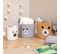 Lot De 3 Paniers Ronds Tanka En Forme D'ours, En Coton Blanc, Gris Et Brun