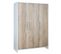 Armoire Bébé 3 Portes Bois Blanc Et Chêne Clair Eco Plus L 126 X H 181 X P 53 Cm