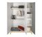 Armoire Bébé 3 Portes Bois Gris Et Pieds Hêtre Clair Vegas L 135 X H 194 X P 53 Cm