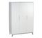 Armoire Bébé 3 Portes Bois Laqué Blanc Et Pieds Hêtre Gris Florence L 135 X H 197 X P 53 Cm