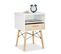 Table De Nuit En Blanc Tiroir Pliant En MDF 40x42.5x61