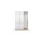 Armoire 3 portes 4 tiroirs L.136 cm PERLA imitation chêne et blanc brillant