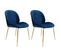 Lot De 2 Chaises Design "charlize" 90cm Bleu et Or