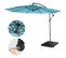 Parasol Déporté Semi-pro Acerra, 3m Inclinable ~ Turquoise Avec Support