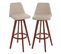 2x Tabouret De Bar Boras Bois Similicuir Crème Pieds Foncés