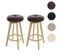 2x Tabouret De Bar Navan Bois Similicuir Rotatif Noir Pieds Clairs