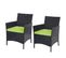 2x Fauteuil De Jardin Halden En Polyrotin ~ Anthracite, Coussin Vert