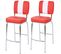 2x Tabouret De Bar Avellino Design Rétro Des Années 50 Similicuir Rouge Blanc