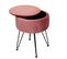 Pouf Hwc-k47 Ø 33cm Aspect Velours Rose Piètement Noir