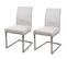 Lot De 2 Chaises Cantilever Hwc-l14 Velours Inox Brossé Crème-blanc