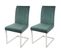 Lot De 2 Chaises Cantilever Hwc-l14 Velours Inox Brossé Vert