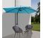 Parasol Mural Casoria, Parasol Déporté Pour Le Balcon, 3m, Inclinable ~ Turquoise