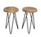 2x Tabouret Avec Table Hwc-a80, Ensemble, Desgin Industriel, Bois Naturel