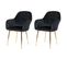 2x Chaise De Salle à Manger Hwc-f18 Velours Noir Pieds Dorés