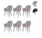 Lot De 6 Chaises De Salle à Manger Hwc-f18 Tissu/textile Gris Pieds Noirs