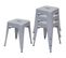 4x Tabouret Hwc-a73 En Métal, Design Industriel, Empilable ~ Gris