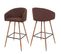 Lot De 2 Tabourets De Bar Hwc-d7 Métal Imitation Bois Tissu/textile, Marron