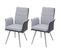 2x Chaise De Salle À Manger Hwc-g54 Tissu Et Similicuir Acier Inox Brossé Gris